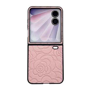 For Honor Magic V Flip Impression Camellia Pattern Protective Phone Case(Pink)
