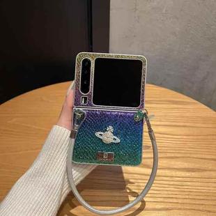 For Huawei Pura X Kirin Pattern Full Coverage Phone Case with Wrist Strap(Rainbow)