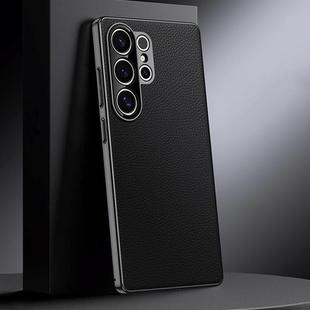 For Samsung Galaxy S25 Ultra 5G Genuine Leather PC Phone Case(Black)