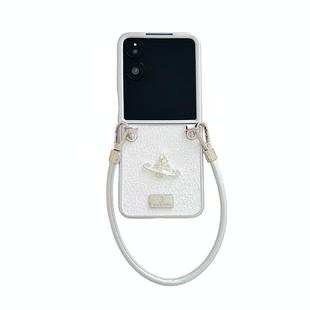 For Xiaomi Mix Flip Kirin Pattern Full Coverage Phone Case with Wrist Strap(White)