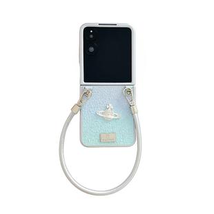 For Xiaomi Mix Flip Kirin Pattern Full Coverage Phone Case with Wrist Strap(Blue)