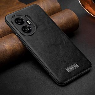 For Honor 300 SULADA Shockproof TPU Hybrid Handmade Leather Phone Case(Black)