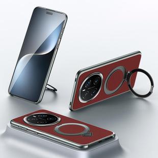 For Honor Magic7 Pro SULADA Top Grain Leather MagSafe Magnetic Holder Phone Case(Red)