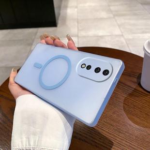 For Honor 80 Fine Hole Ice Fog MagSafe PC Phone Case(Transparent Blue)
