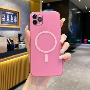 For iPhone 11 Pro Max Fine Hole Ice Fog MagSafe PC Phone Case(Pink)