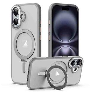 For iPhone 17 Airbag MagSafe Shockproof Frosted Phone Case with Fold Holder(Grey)