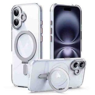 For iPhone 17 Airbag MagSafe Shockproof Frosted Phone Case with Fold Holder(Silver)
