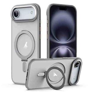 For iPhone 17 Air Airbag MagSafe Shockproof Frosted Phone Case with Fold Holder(Grey)