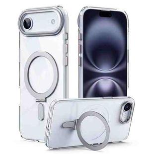 For iPhone 17 Air Airbag MagSafe Shockproof Frosted Phone Case with Fold Holder(Silver)