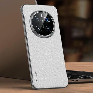 For Honor Magic7 Pro SULADA Frameless Top Layer Cowhide Leather Hybrid PC Phone Case(White)