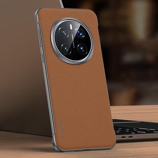 For Honor Magic7 SULADA Frameless Top Layer Cowhide Leather Hybrid PC Phone Case(Brown)