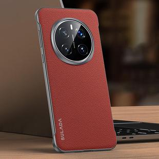 For Honor Magic7 SULADA Frameless Top Layer Cowhide Leather Hybrid PC Phone Case(Red)