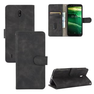 For Nokia C1 Solid Color Skin Feel Magnetic Buckle Horizontal Flip Calf Texture PU Leather Case with Holder & Card Slots & Wallet(Black)