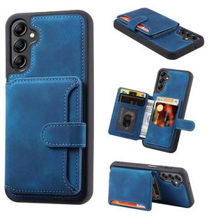 For Samsung Galaxy A56 5G Skin Feel Dream RFID Anti-theft PU Card Bag Phone Case(Peacock Blue)