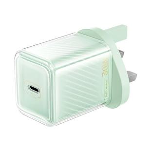 REMAX RP-U91 Jiltry Series 30W PD+QC Type-C GaN Multi-compatible Fast Charger, Plug:UK Plug(Green)