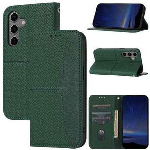 For Samsung Galaxy S25 FE 5G Woven Texture Stitching Magnetic Leather Phone Case(Green)