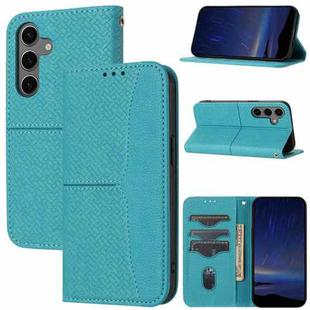 For Samsung Galaxy S25 FE 5G Woven Texture Stitching Magnetic Leather Phone Case(Blue)