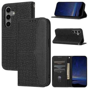 For Samsung Galaxy S25 FE 5G Woven Texture Stitching Magnetic Leather Phone Case(Black)