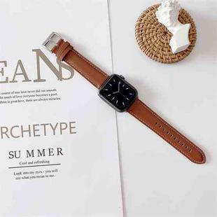 For Apple Watch 5 & 4 44mm / 3 & 2 & 1 42mm V Tail Style Stitching Leather Watch Band(Brown)