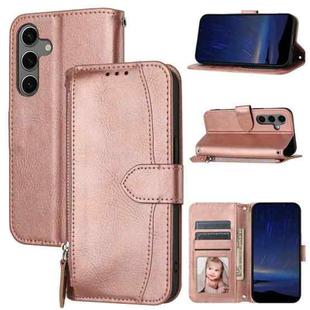 For Samsung Galaxy S25 FE 5G Oil Skin Zipper Wallet Leather Phone Case(Rose Gold)