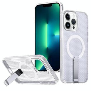For iPhone 13 Pro Max / 12 Pro Max Honeycomb Cooling MagSafe Holder Phone Case(Frosted Transparent)