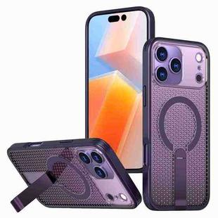 For iPhone 17 Pro Honeycomb Cooling MagSafe Holder Phone Case(Purple)