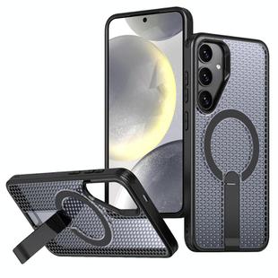For Samsung Galaxy S25 5G / S24 5G Honeycomb Cooling MagSafe Holder Phone Case(Black)