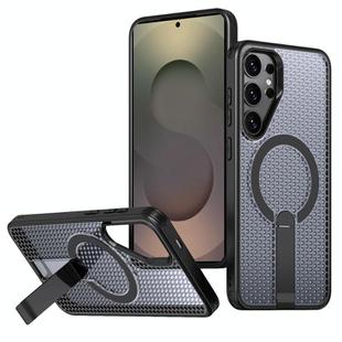 For Samsung Galaxy S25 Ultra 5G Honeycomb Cooling MagSafe Holder Phone Case(Black)