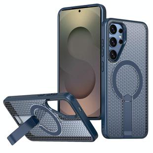 For Samsung Galaxy S25 Ultra 5G Honeycomb Cooling MagSafe Holder Phone Case(Blue)
