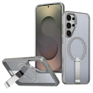 For Samsung Galaxy S25 Ultra 5G Honeycomb Cooling MagSafe Holder Phone Case(Titanium Grey)