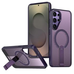 For Samsung Galaxy S25 Ultra 5G Honeycomb Cooling MagSafe Holder Phone Case(Purple)