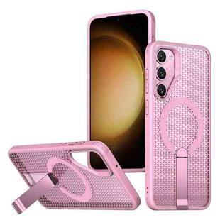 For Samsung Galaxy S23+ 5G Honeycomb Cooling MagSafe Holder Phone Case(Pink)