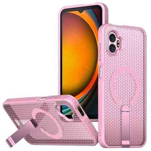 For Samsung Galaxy Xcover7 Pro Honeycomb Cooling MagSafe Holder Phone Case(Pink)
