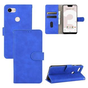 For Google Pixel 3 XL Solid Color Skin Feel Magnetic Buckle Horizontal Flip Calf Texture PU Leather Case with Holder & Card Slots & Wallet(Blue)