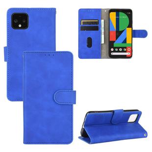 For Google Pixel 4 XL Solid Color Skin Feel Magnetic Buckle Horizontal Flip Calf Texture PU Leather Case with Holder & Card Slots & Wallet(Blue)