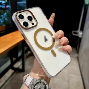 For iPhone 15 Pro Max Color Diamond PC Hybrid TPU MagSafe Magnetic Phone Case(Gold)