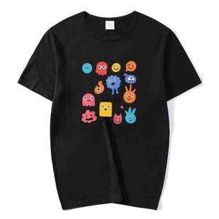 Cute Monsters Printed Round Neck Modal Short Sleeve T-shirt Print On Your Demand, Size:L(Black)