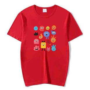 Cute Monsters Printed Round Neck Modal Short Sleeve T-shirt Print On Your Demand, Size:XXXL(Red)