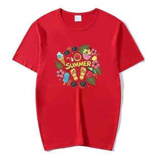 Summer Printed Round Neck Modal Short Sleeve T-shirt Print On Your Demand, Size:XXXXXL(Red)