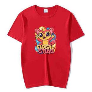 Red Elf Printed Round Neck Modal Short Sleeve T-shirt Print On Your Demand, Size:S(Red)