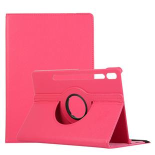 For Samsung Galaxy Tab S8+ / Tab S8 Plus /  Tab S7 FE / Tab S7+ / T970 / T976B Litchi Texture Horizontal Flip 360 Degrees Rotation Leather Case with Holder(Rose Red)