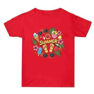 Summer Printed Summer Baggy Cotton Short Sleeve T-shirt Print On Your Demand, Size:XL(Red)