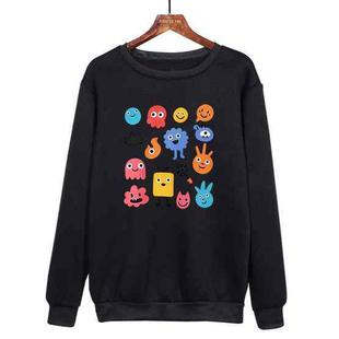 Cute Monsters Printed Casual Loose Round Neck Sweatshirt Print On Your Demand, Size:XS(Black)