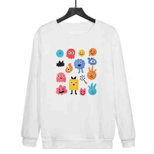 Cute Monsters Printed Casual Loose Round Neck Sweatshirt Print On Your Demand, Size:L(White)