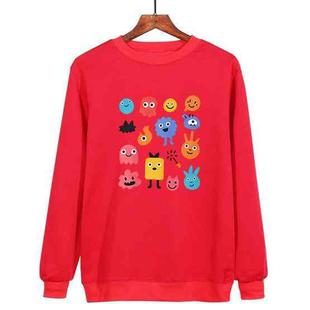 Cute Monsters Printed Casual Loose Round Neck Sweatshirt Print On Your Demand, Size:XXL(Red)