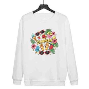 Summer Printed Casual Loose Round Neck Sweatshirt Print On Your Demand, Size:XS(White)