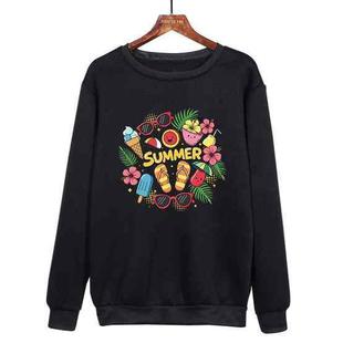 Summer Printed Casual Loose Round Neck Sweatshirt Print On Your Demand, Size:L(Black)