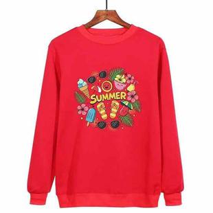 Summer Printed Casual Loose Round Neck Sweatshirt Print On Your Demand, Size:L(Red)