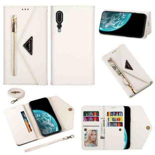 For Huawei P20 Pro Skin Feel Zipper Horizontal Flip Leather Case with Holder & Card Slots & Photo Frame & Lanyard & Long Rope(White)