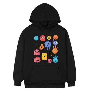 Cute Monsters Printed Fleece Hooded Sweatshirt Print On Your Demand, Size:S(Black)